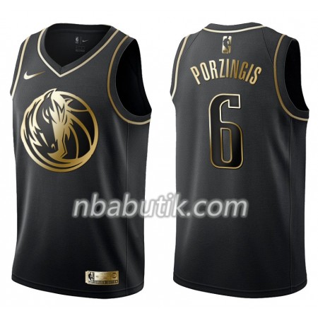 NBA Mænd Trøje Dallas Mavericks Kristaps Porzingis 6 Nike Sort Golden Edition Swingman